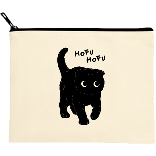 モフモフな子猫くん（スコティッシュフォールド） キャンバスポーチ（M）【白プリント有】