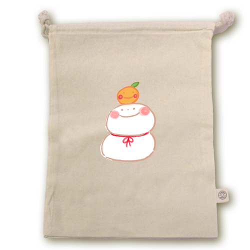 おもちとみかんオーガニックコットンガゼット巾着（L）の商品購入