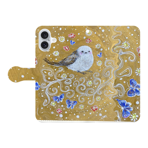華やぎのシマエナガ(手帳型スマホケース用デザイン) iPhone16 Plus 手帳型スマホケース