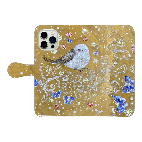 華やぎのシマエナガ(手帳型スマホケース用デザイン) iPhone15 Pro Max 手帳型スマホケース