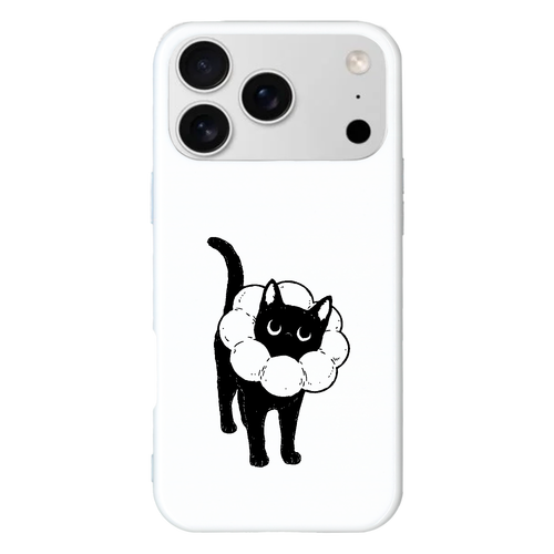ふわふわエリザベスカラーの黒猫くん iPhone17 ProMax (ハードケース)
