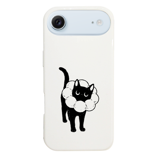 ふわふわエリザベスカラーの黒猫くん iPhone17 Air (ハードケース)
