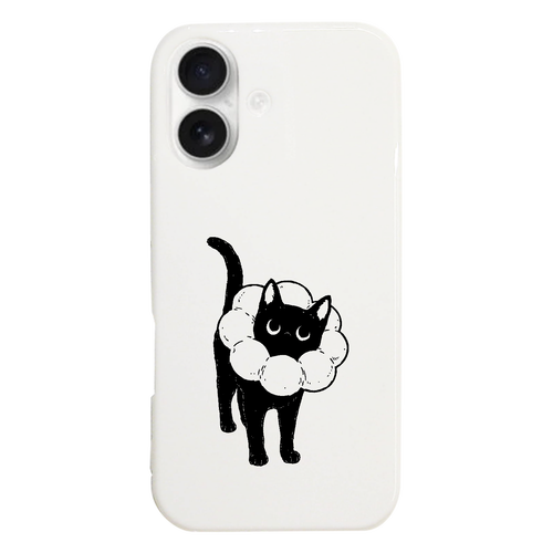 ふわふわエリザベスカラーの黒猫くん iPhone17 (ハードケース)