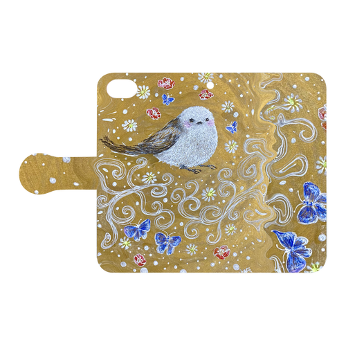 華やぎのシマエナガ(手帳型スマホケース用デザイン) iPhoneSE2/SE3 手帳型スマホケース　