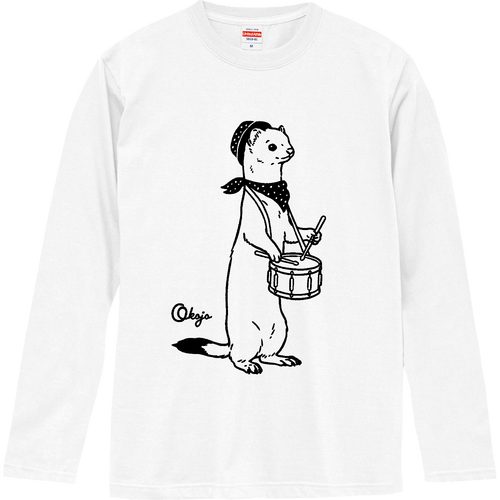 おしゃれなおこじょくん マーチングドラム ロングスリーブTシャツ