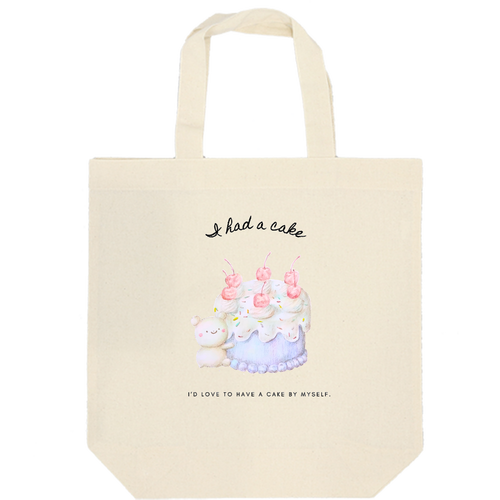 ケーキとクマ 厚手コットンマチ付トート(M)
