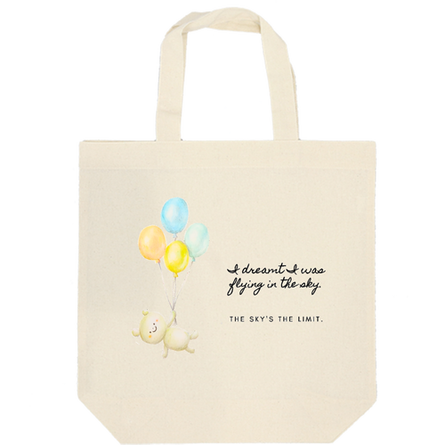 風船とクマ 厚手コットンマチ付トート(M)