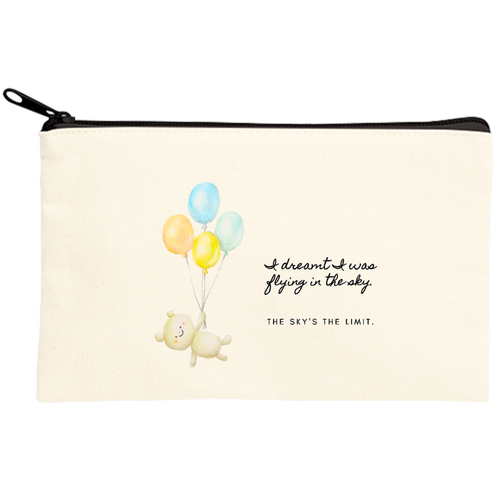 風船とクマ キャンバスポーチ(S)【白プリント有】