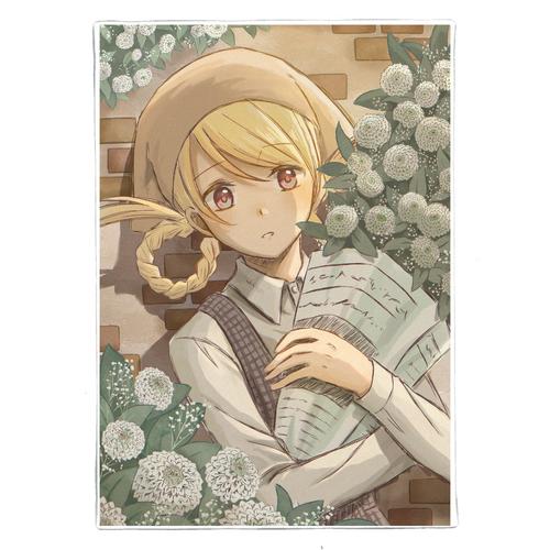 少女と花束 ファブリックパネル (B5サイズ)