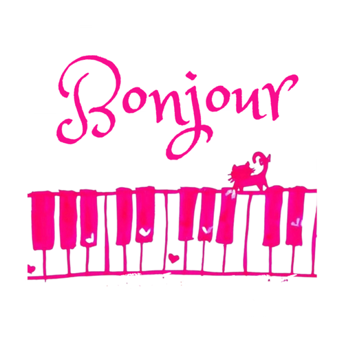 Bonjourピンクねこハンドタオル 全面プリントハンカチタオル 