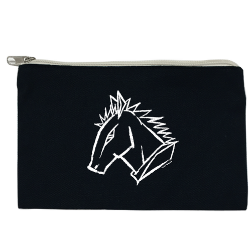 シンプルな馬･白 キャンバスポーチ(S)【白プリント有】