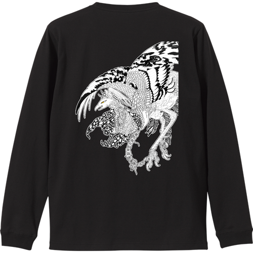 鳳凰背面Tシャツ【白フチあり】 リブ付 ロングスリーブＴシャツ