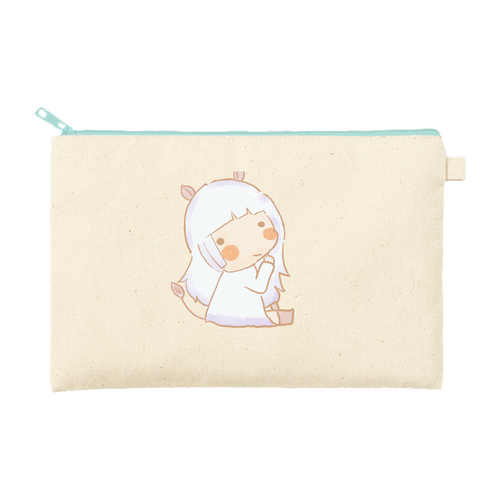 うまのおんなのこ カラーファスナーキャンバスフラットポーチ（M）
