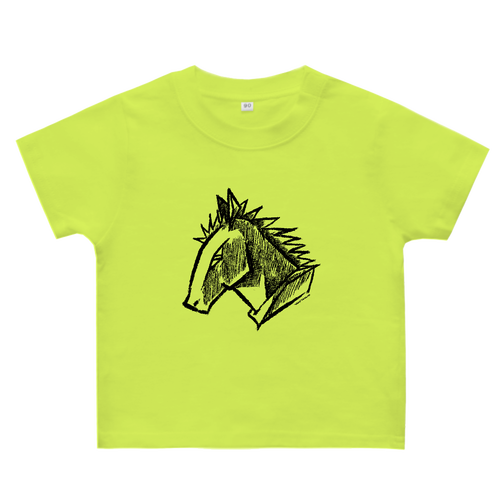 描き込まれた馬･黒 ヘビーウェイトベビーＴシャツ