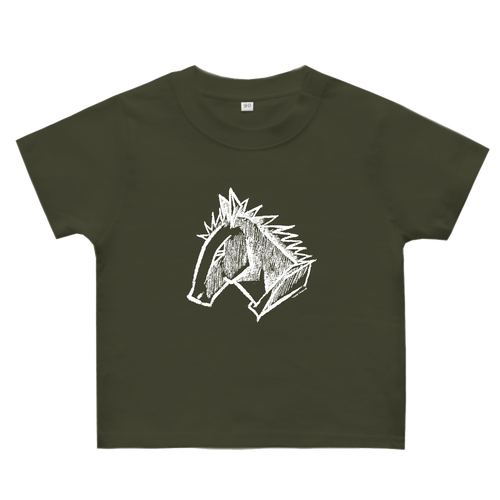 描き込まれた馬･白 ヘビーウェイトベビーＴシャツ