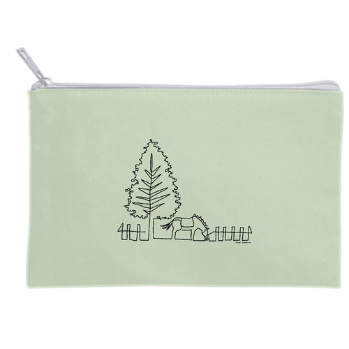 一筆の馬 キャンバスポーチ(S)【白プリント有】