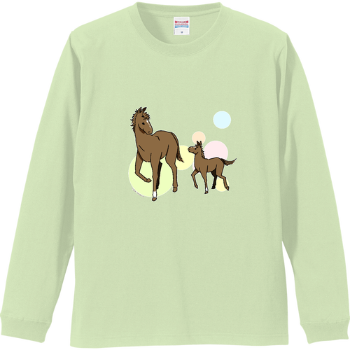 おやこのうま リブ付 ロングスリーブＴシャツ