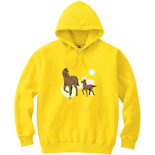 おやこのうま 軽量プルパーカー (長袖プリント)