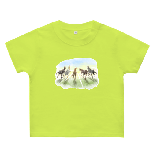 朝焼けと馬たち ヘビーウェイトベビーＴシャツ