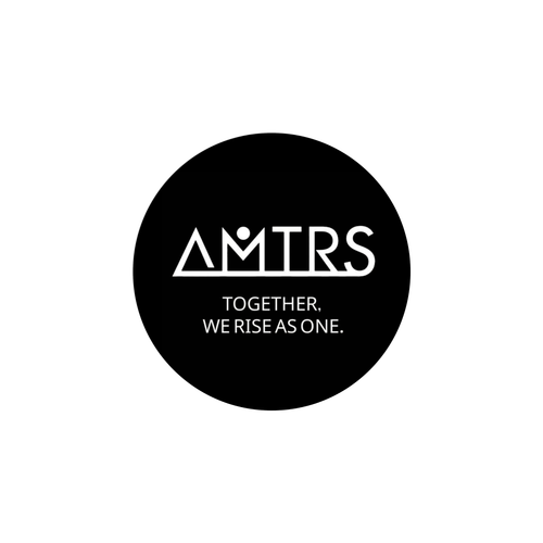 AMTRSロゴ（黒）円形シール ホワイトフレークシール（円型16枚）160×160mm