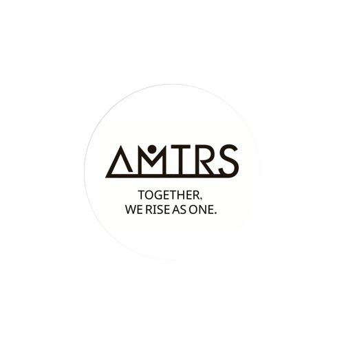 AMTRSロゴ（白）円形シール ホワイトフレークシール（円型16枚）160×160mm