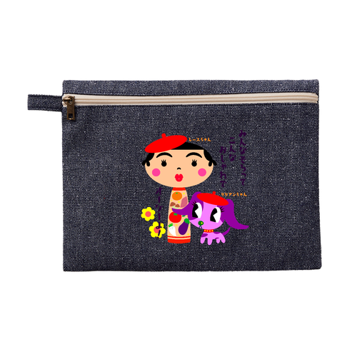 オーケーリリアンヌ シャンブリックキャンバスフラットポーチ（L）