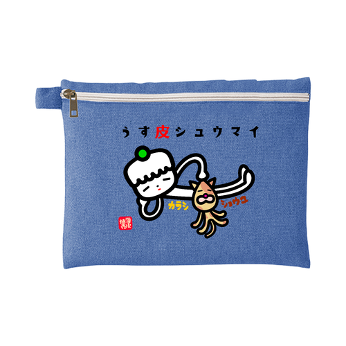 カラスィ&ショウユゥ シャンブリックキャンバスフラットポーチ（L）