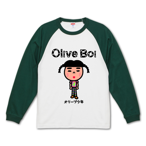 Olive Boi ラグランロングスリーブTシャツ（1.6インチリブ）