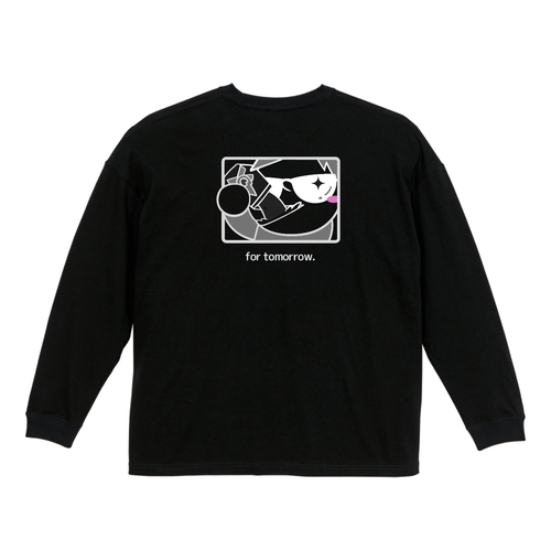 ぐらすきゃんぷ｜ブラックライン バックプリントTシャツ ビッグシルエットロングスリーブＴシャツ