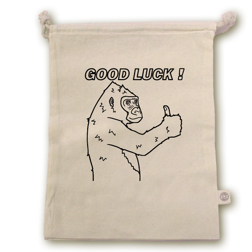 ポジティブゴリラ＃１ オーガニックコットンガゼット巾着（L）