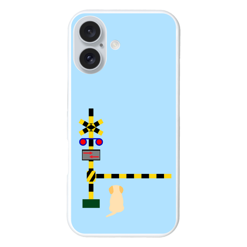 踏切のわんこ（あお） iPhone16 (ハードケース)