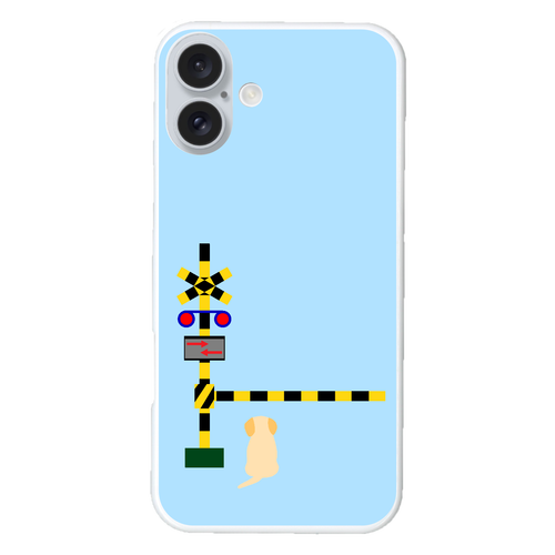 踏切のわんこ（あお） iPhone16 Plus (ハードケース)