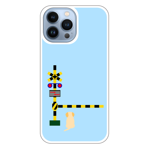 踏切のわんこ（あお） iPhone13 Pro Max (白/黒) 