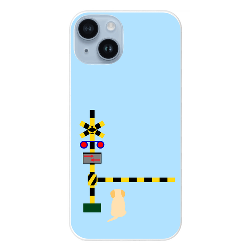踏切のわんこ（あお） iPhone14 (白)