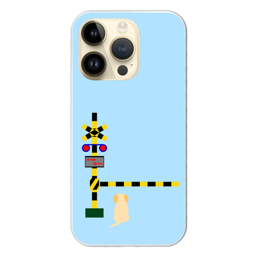 踏切のわんこ（あお） iPhone14 Pro (白)