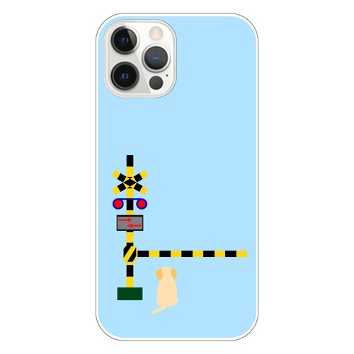 踏切のわんこ（あお） iPhone12 Pro (白/黒)