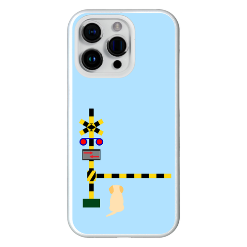 踏切のわんこ（あお） iPhone15 Pro (ハードケース)