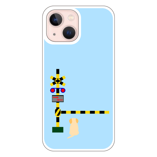踏切のわんこ（あお） iPhone13 mini (白/黒) 