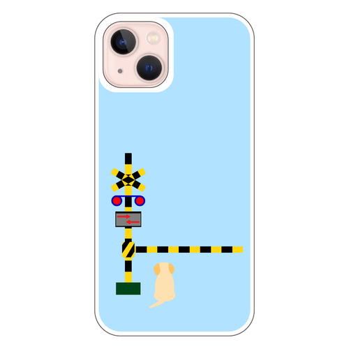 踏切のわんこ（あお） iPhone13 (白/黒) 