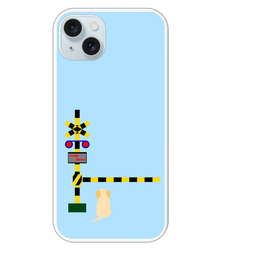 踏切のわんこ（あお） iPhone15 Plus (ハードケース)