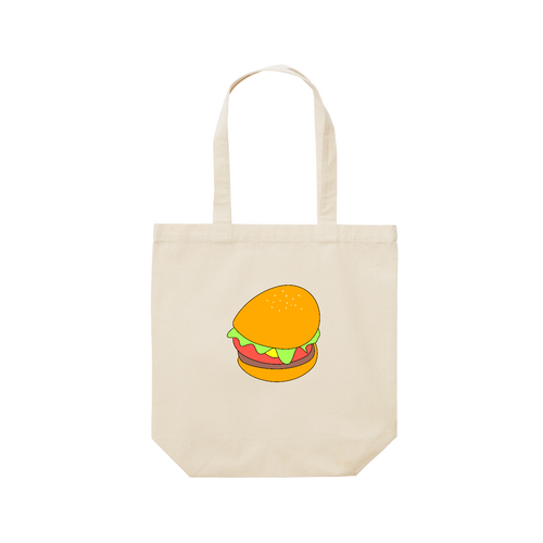 歪んだハンバーガー レギュラーキャンバストートバッグ(M) (フルカラー転写プリント)