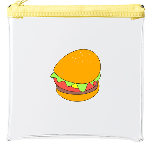 歪んだハンバーガー カラーファスナークリアポーチ（S）