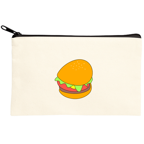 歪んだハンバーガー キャンバスポーチ(S)【白プリント有】
