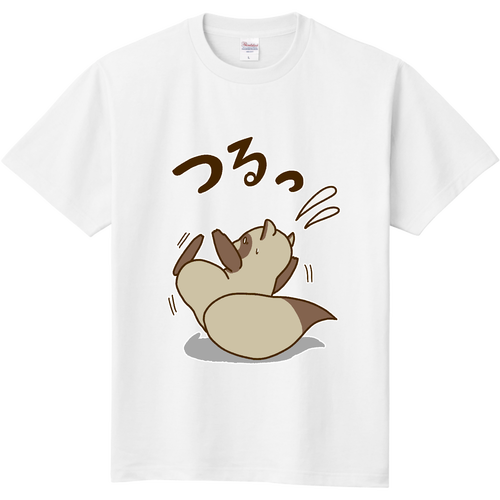 足を滑らせるたぬき 定番Ｔシャツ
