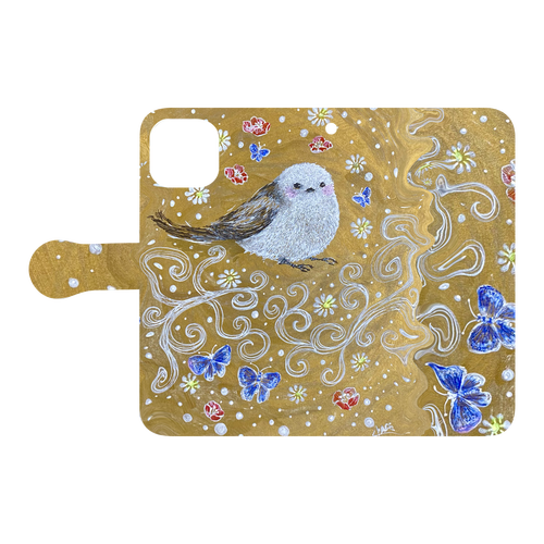 華やぎのシマエナガ(手帳型スマホケース用デザイン) iPhone11 手帳型スマホケース