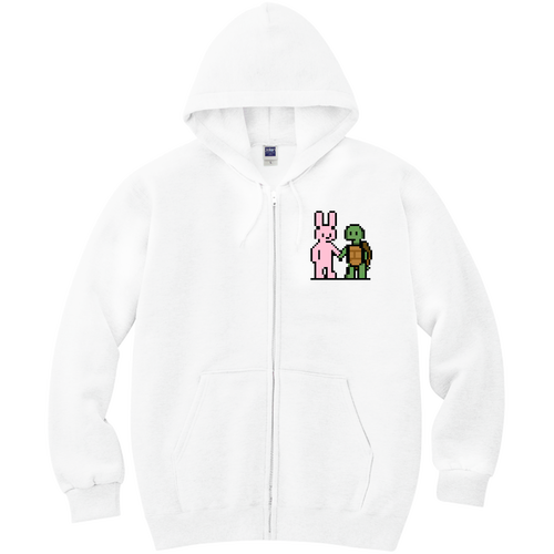 手を繋ぐウサギとカメ 軽量ジップアップパーカー