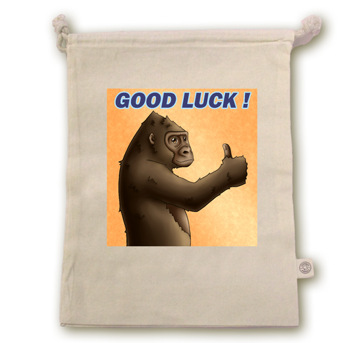 ポジティブゴリラ＃１ オーガニックコットンガゼット巾着（L）