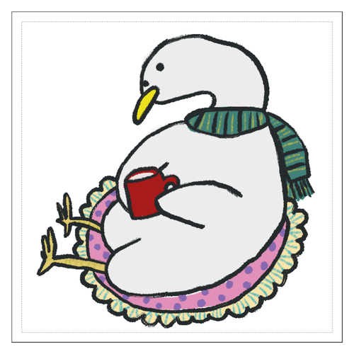 アヒルさん 100mmホワイトステッカー・シール