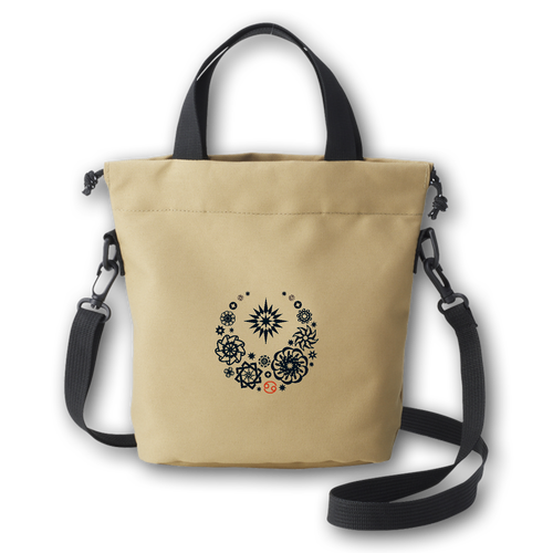 ことばもん／さいわいMoonに星座マーク・シンプルカラー／ミニ巾着バッグ リサイクルポリエステル パースミニバッグ