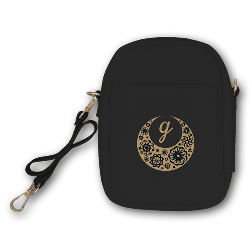 ことばもん／さいわいMoonとイニシャル・G／ミニ巾着バッグ ぬいぐるみポーチ